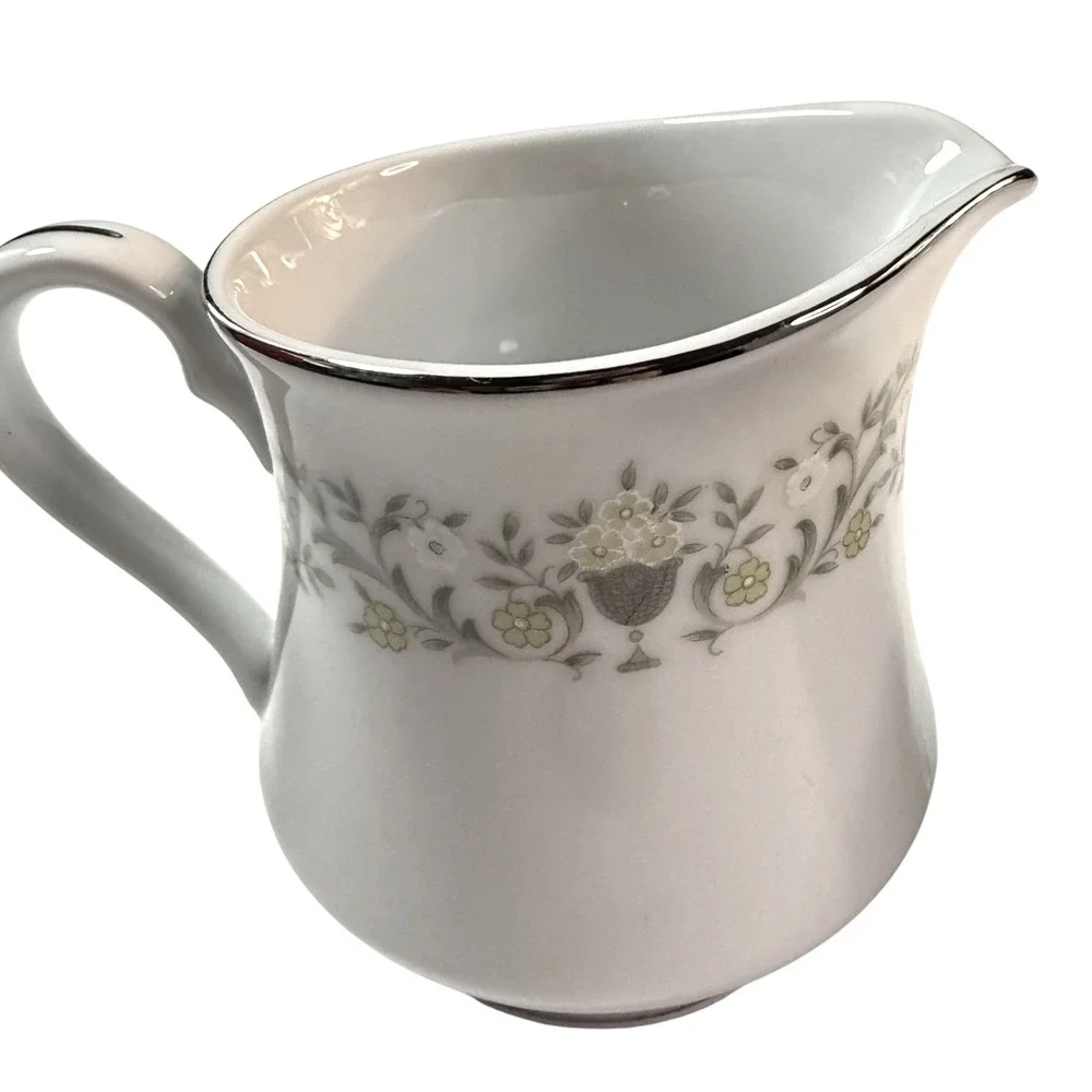Vintage Sterling Fine China Florentine Creamer Sugar Bowl Set Floral Japan MCM